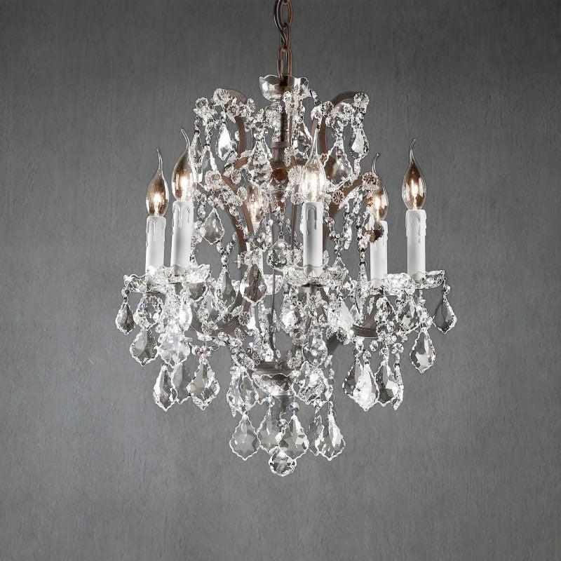 Rococo Iron & Crystal Round Chandelier 18"
