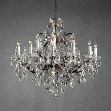 Rococo Iron & Crystal Round Chandelier 33"