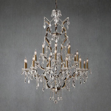 Rococo Iron & Crystal Round Chandelier 40"