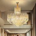 Luxury Hotel Hallway Ceiling Lighting Fixture Tiered Round Crystal Chandelier D39.4