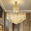 Luxury Hotel Hallway Ceiling Lighting Fixture Tiered Round Crystal Chandelier D23.6