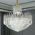 Luxury Hotel Hallway Ceiling Lighting Fixture Tiered Round Crystal Chandelier D47.2