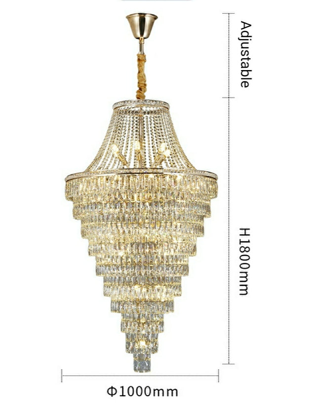 Magnificent Extra Large Foyer Hall Chandelier Tiered Crystal Ceiling Lighting Fixture For Living Room Decor