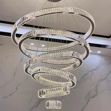 Modern Front Entryway Chandelier 3/4/5/6/7 Rings Crystal Gold/ Chrome Finish Ceiling Lamp