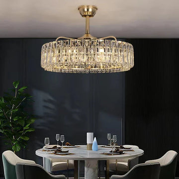 New Modern Invisible Fan Light Candle Crystal Chandelier for Living/Dining Room/Bedroom