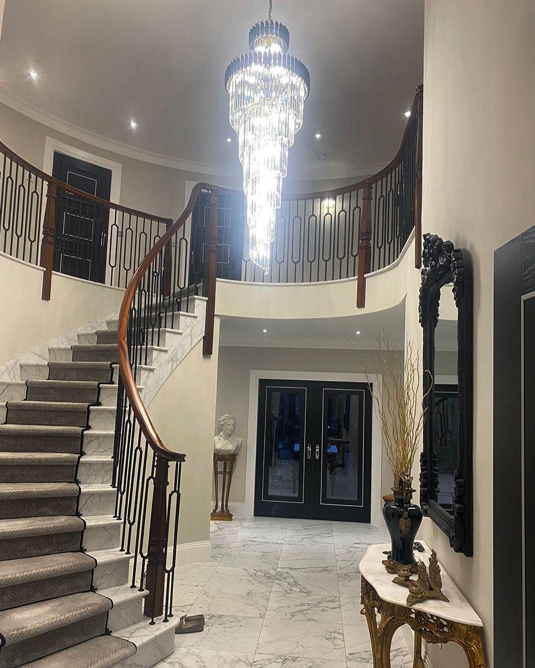 Oversized Customization D39.4"*H157.5" Vertical Long Crystal Shiny Bright Fabulous 2 Story Foyer Hallway Chandelier Spiral Staircase High Ceiling Lighting Fixture In Black/ Gold Finish