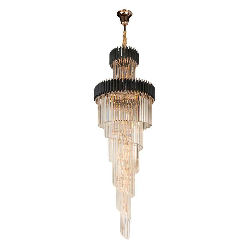 Extra Large Vertical Long Crystal Foyer Hallway Chandelier