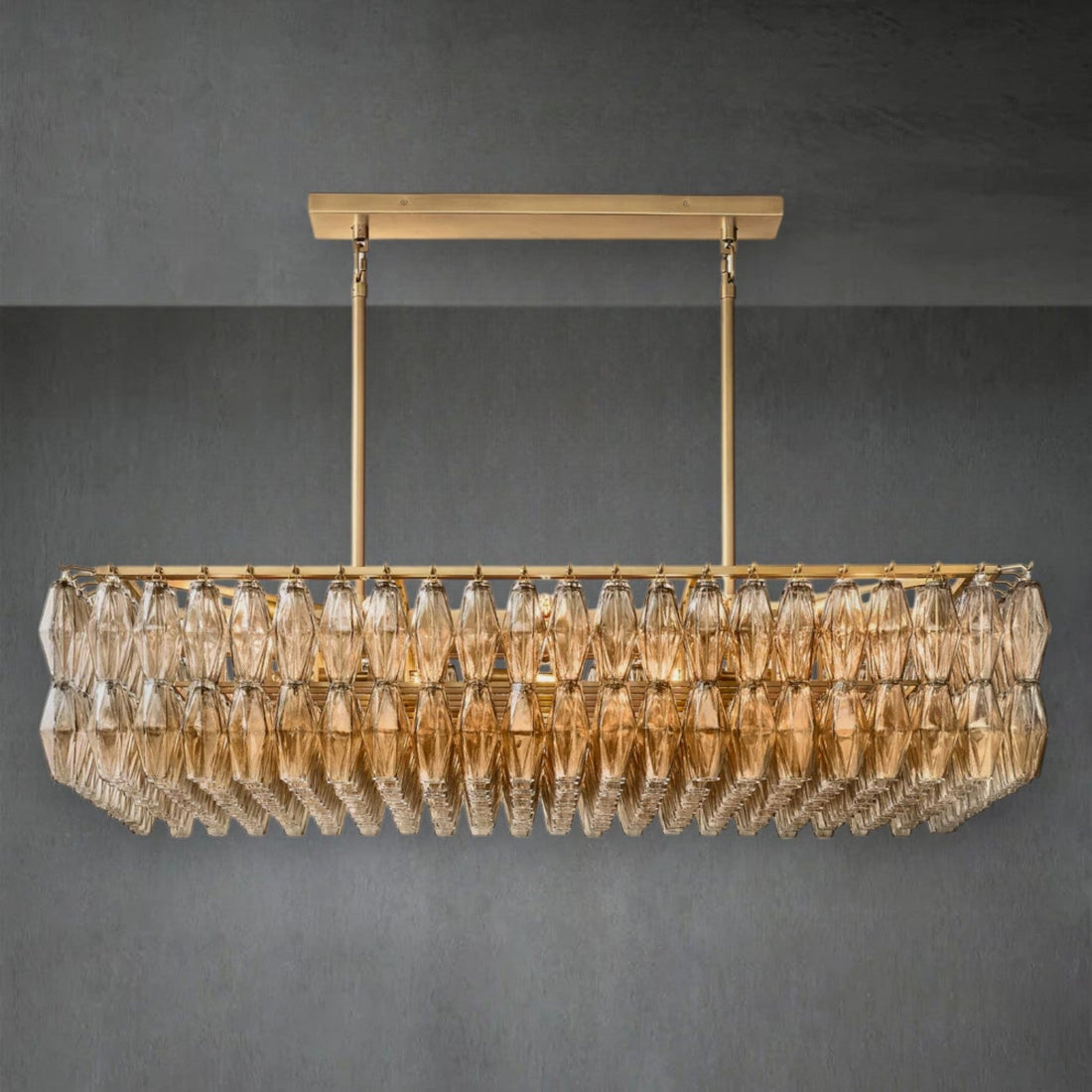 Chiare Glass Rectangular Chandelier 54"