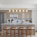 Elegant Gold Alabaster 6-Light Linear Chandelier for Dining
