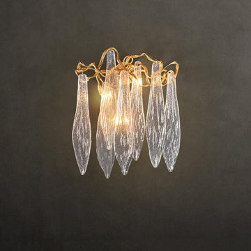 Flake Long Crystal Branch Brass Wall Sconce