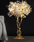 Luxury Creative White Ceramic Ginkgo Biloba Copper Branch Art Design Floor Lamps for Living Room/Bedroom/Dressing Room