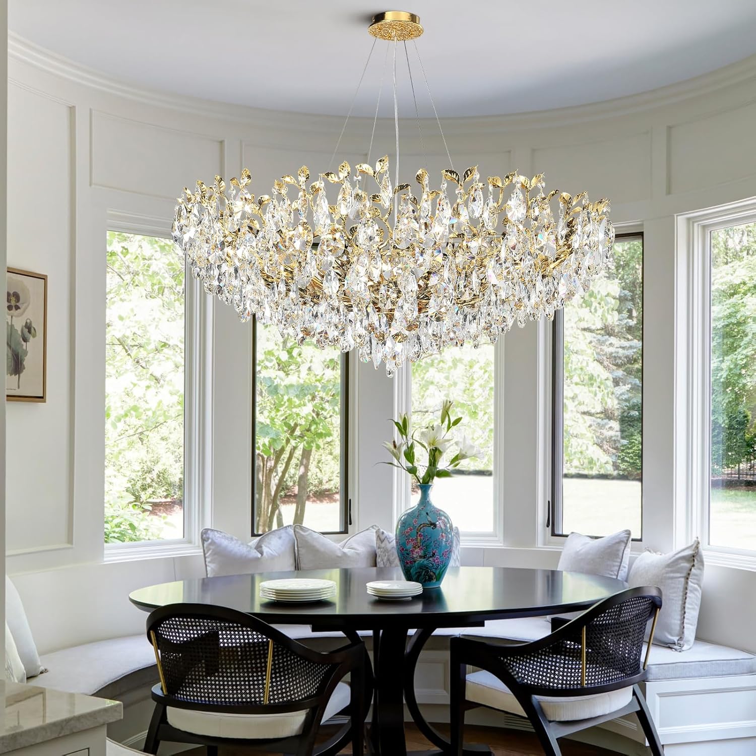 Gold Modern Crystal Tree Branch Leaf Chandelier for Home