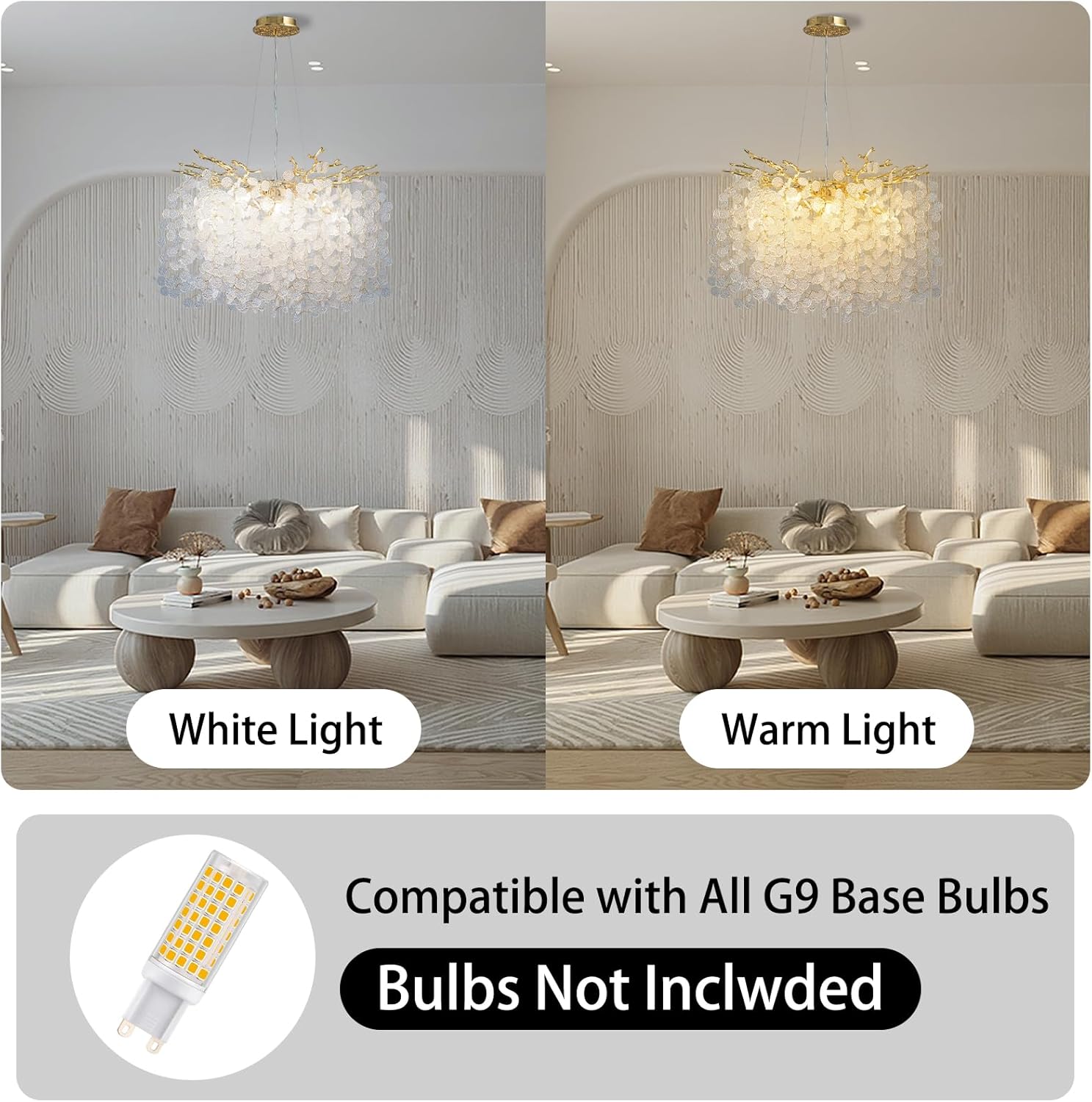 YUYI Gold Modern Tree Branch Crystal Chandelier 23.6" Round
