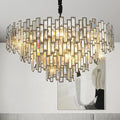31.5'' Black Crystal Chandelier, 4-Tier Modern Round K9 Pendant Light for High Ceilings