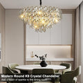 31.5'' Black Crystal Chandelier, 4-Tier Modern Round K9 Pendant Light for High Ceilings