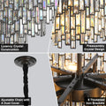 31.5'' Black Crystal Chandelier, 4-Tier Modern Round K9 Pendant Light for High Ceilings