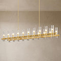 Adjustable 20-Light Brass Linear Chandelier for Kitchen Island & Dining Room
