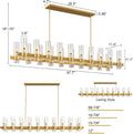 Adjustable 20-Light Brass Linear Chandelier for Kitchen Island & Dining Room