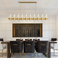 Adjustable 20-Light Brass Linear Chandelier for Kitchen Island & Dining Room