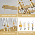 Adjustable 20-Light Brass Linear Chandelier for Kitchen Island & Dining Room