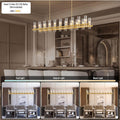 Adjustable 20-Light Brass Linear Chandelier for Kitchen Island & Dining Room