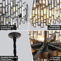 Black Crystal Chandelier 3-Tier Modern Round K9 Pendant Light for High Ceilings