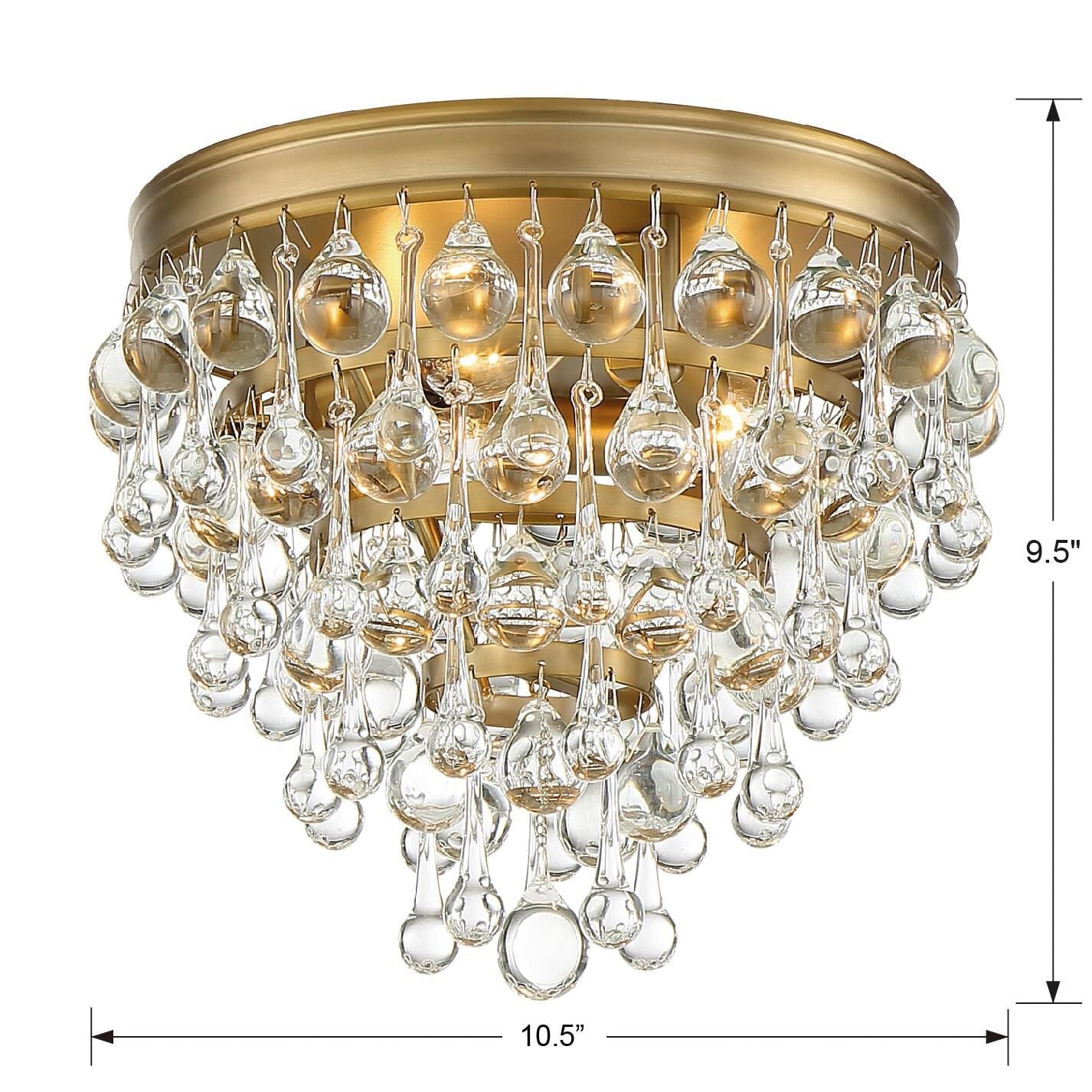 Calypso 10-Inch 3-Light Semi Flush Mount Crystal Chandelier