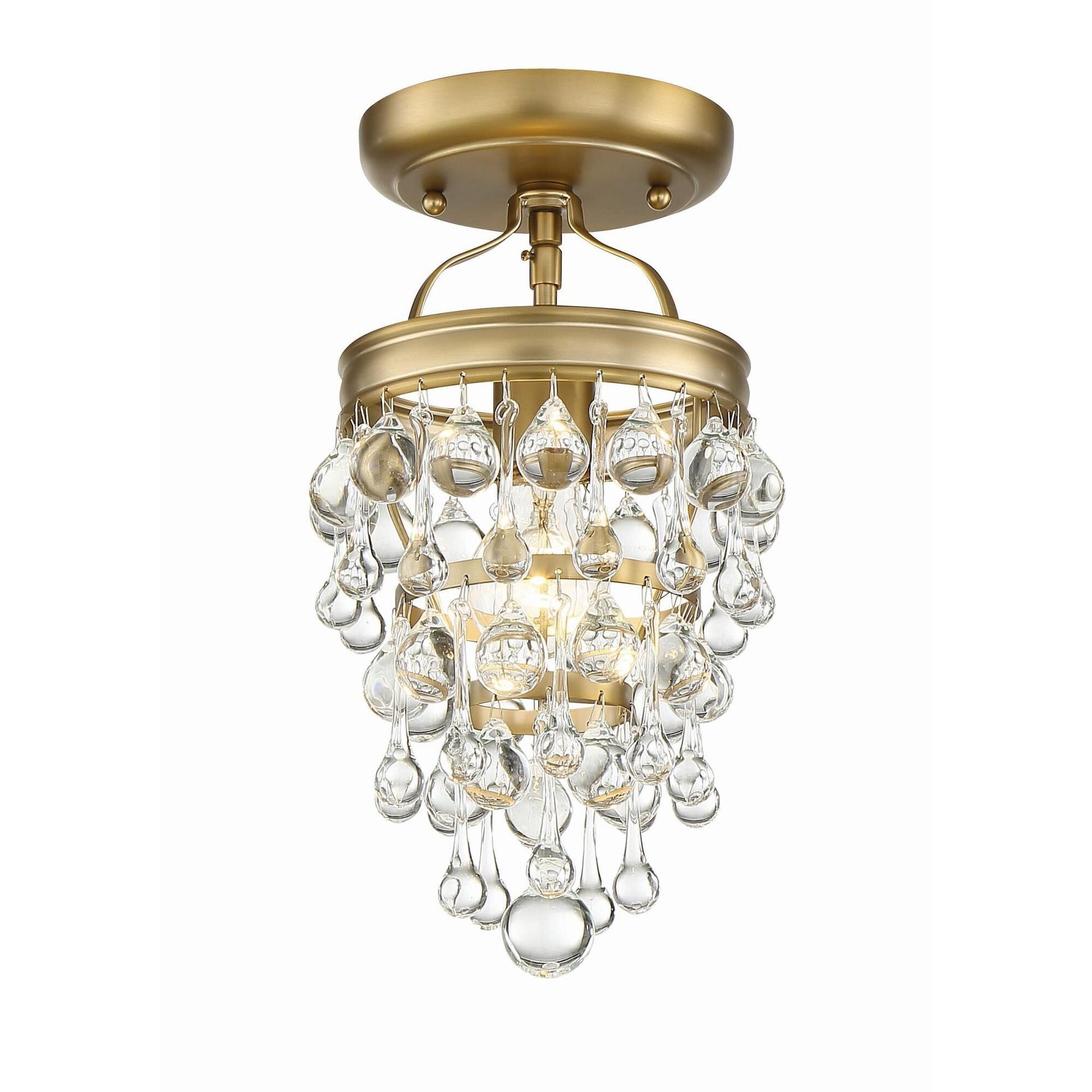 Crystorama Calypso 7" 1-Light Vibrant Gold Clear Crystal Semi-Flush Mount