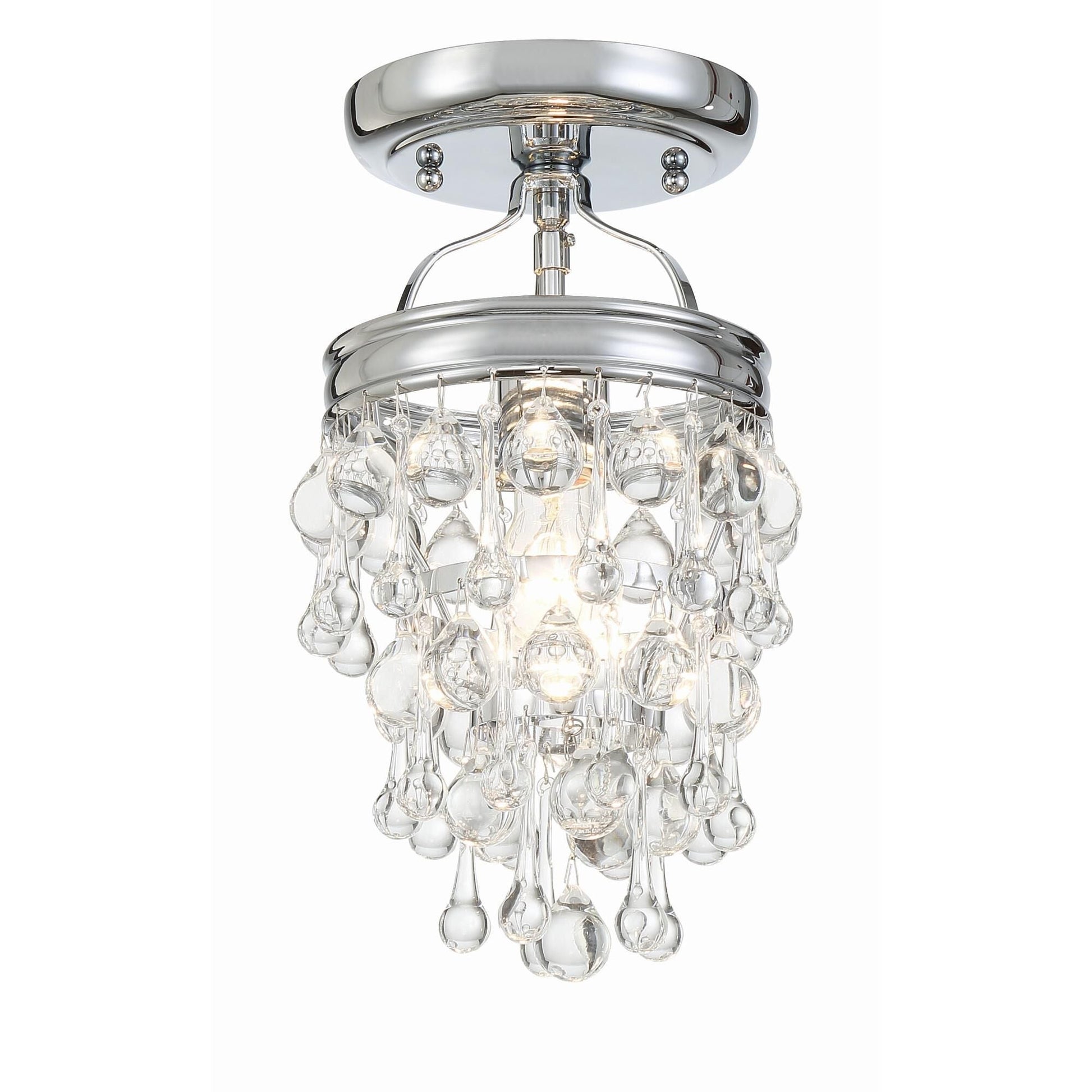 Crystorama Calypso 7" 1-Light Vibrant Gold Clear Crystal Semi-Flush Mount