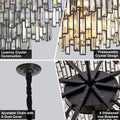 Grand Black Crystal Chandelier: 5-Tier Modern Round K9 Pendant Light for High Ceilings