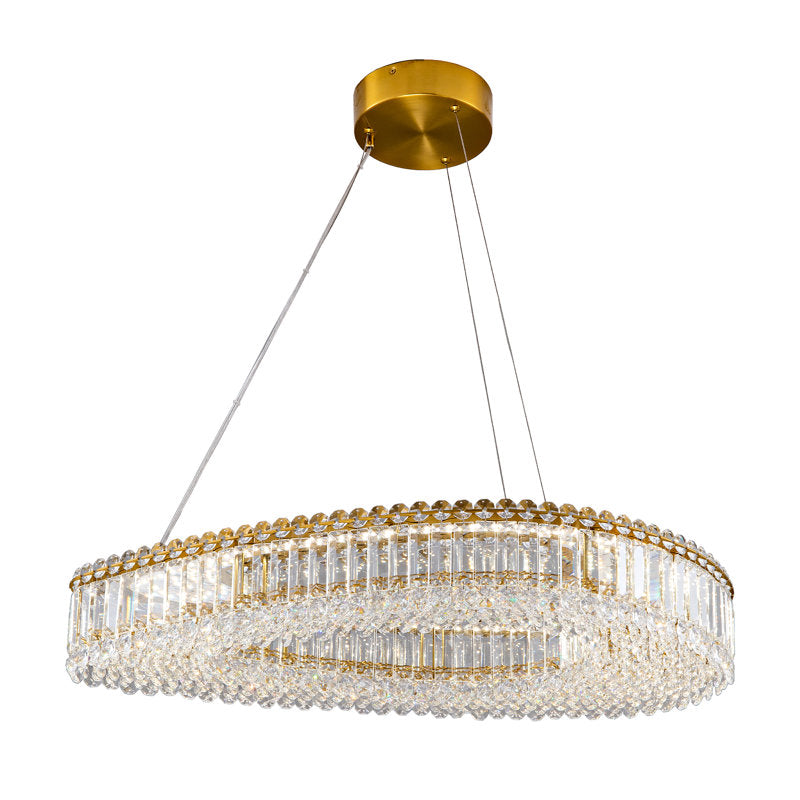 Lohan 31.5" Modern LED Crystal Chandelier: Dazzling, Adjustable, Gold-Finished, for Dining & Living Spaces