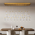Naleya 31-Light Dimmable Rectangular Raindrop LED Crystal Kitchen Island Chandelier