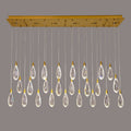 Naleya 31-Light Dimmable Rectangular Raindrop LED Crystal Kitchen Island Chandelier