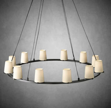Paricia Fabric Shade Round Chandelier 36" 48" 60"