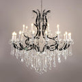 Grand Black Crystal Chandelier: 24-Light Modern Fixture for High Ceilings