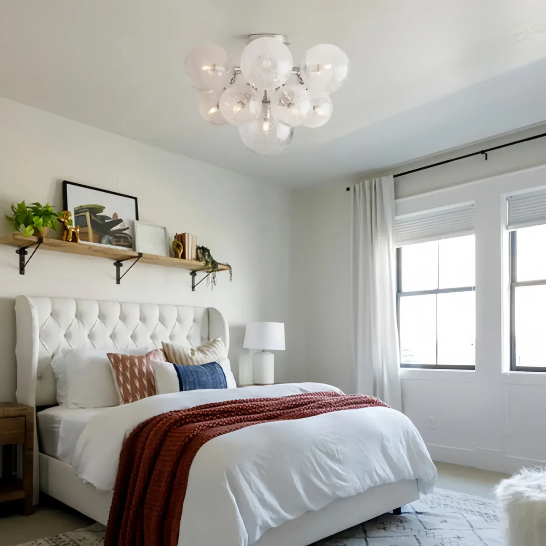 Mandoza Hand-Blown Glass Flushmount Ceiling Light with Brass Finish