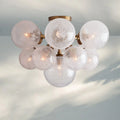 Mandoza Hand-Blown Glass Flushmount Ceiling Light with Brass Finish