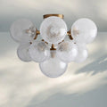 Mandoza Hand-Blown Glass Flushmount Ceiling Light with Brass Finish