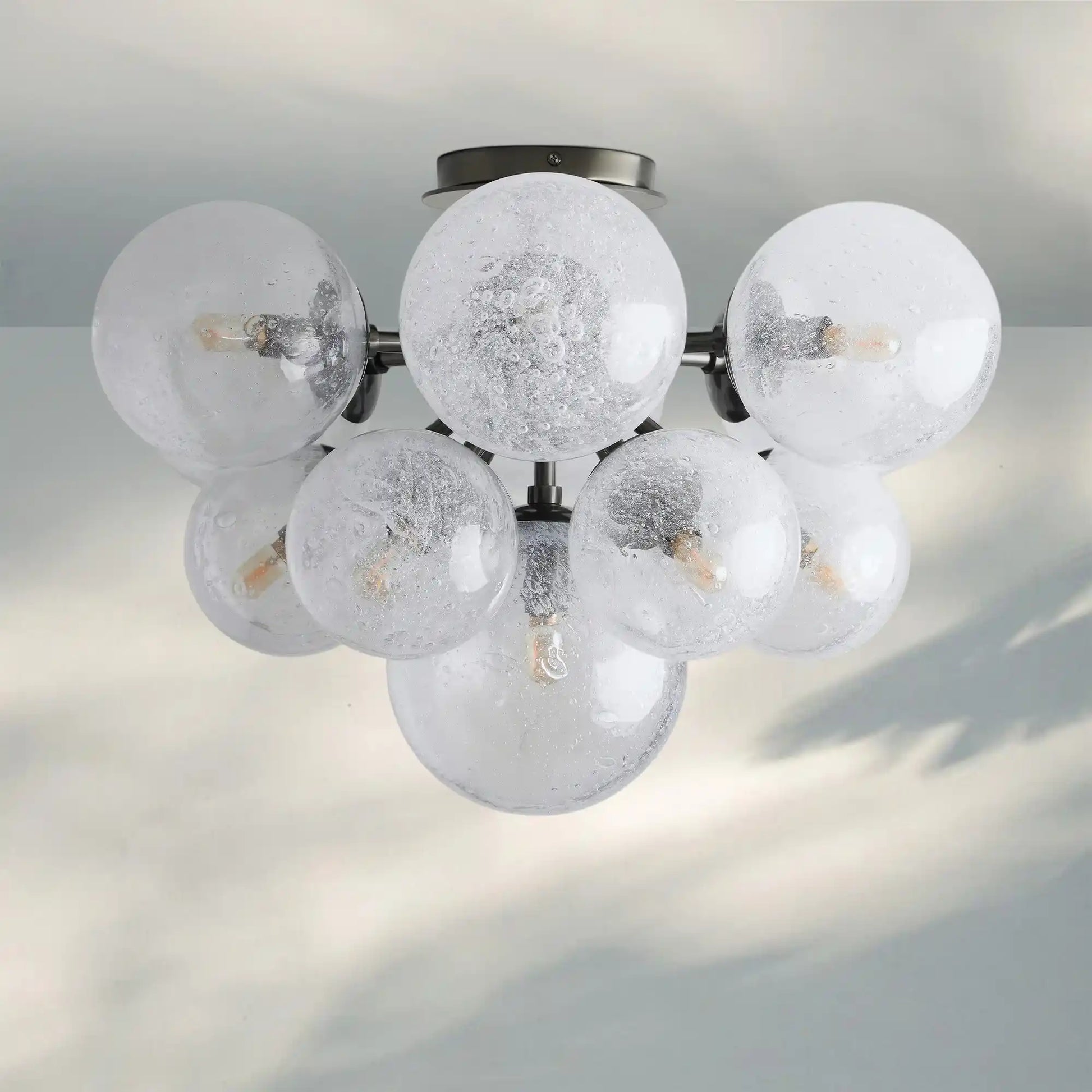 Mandoza Hand-Blown Glass Flushmount Ceiling Light with Brass Finish