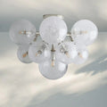 Mandoza Hand-Blown Glass Flushmount Ceiling Light with Brass Finish