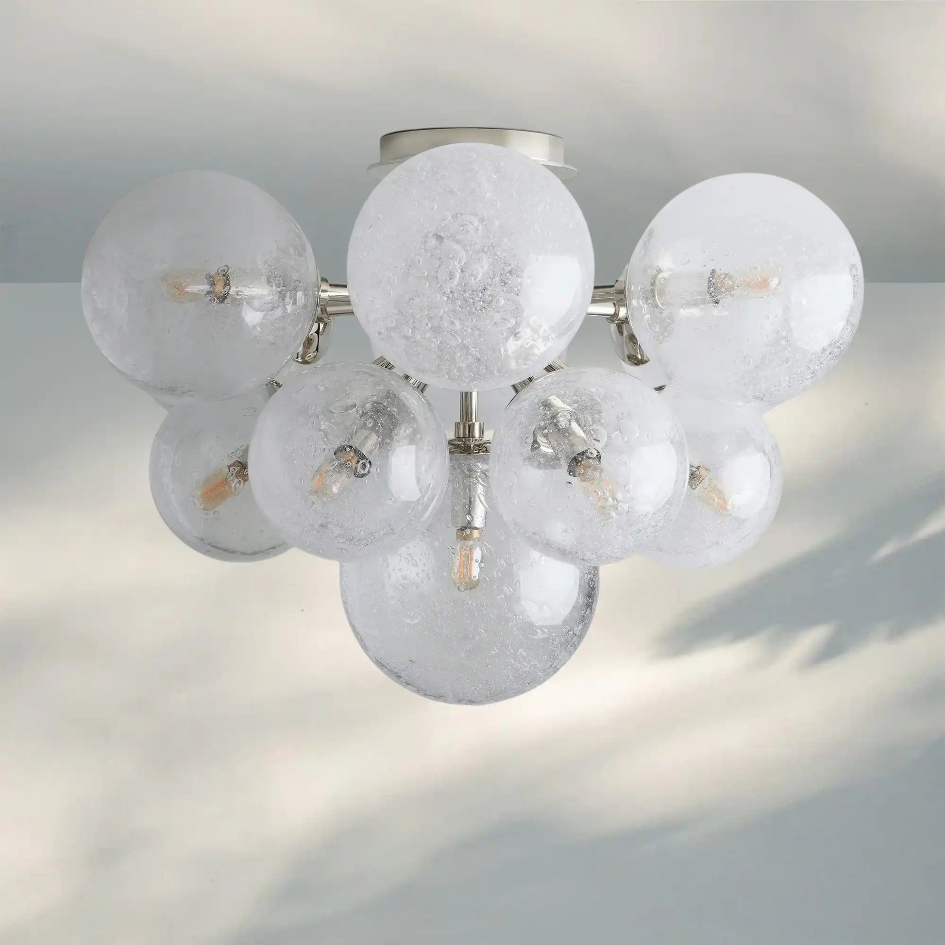 Mandoza Hand-Blown Glass Flushmount Ceiling Light with Brass Finish