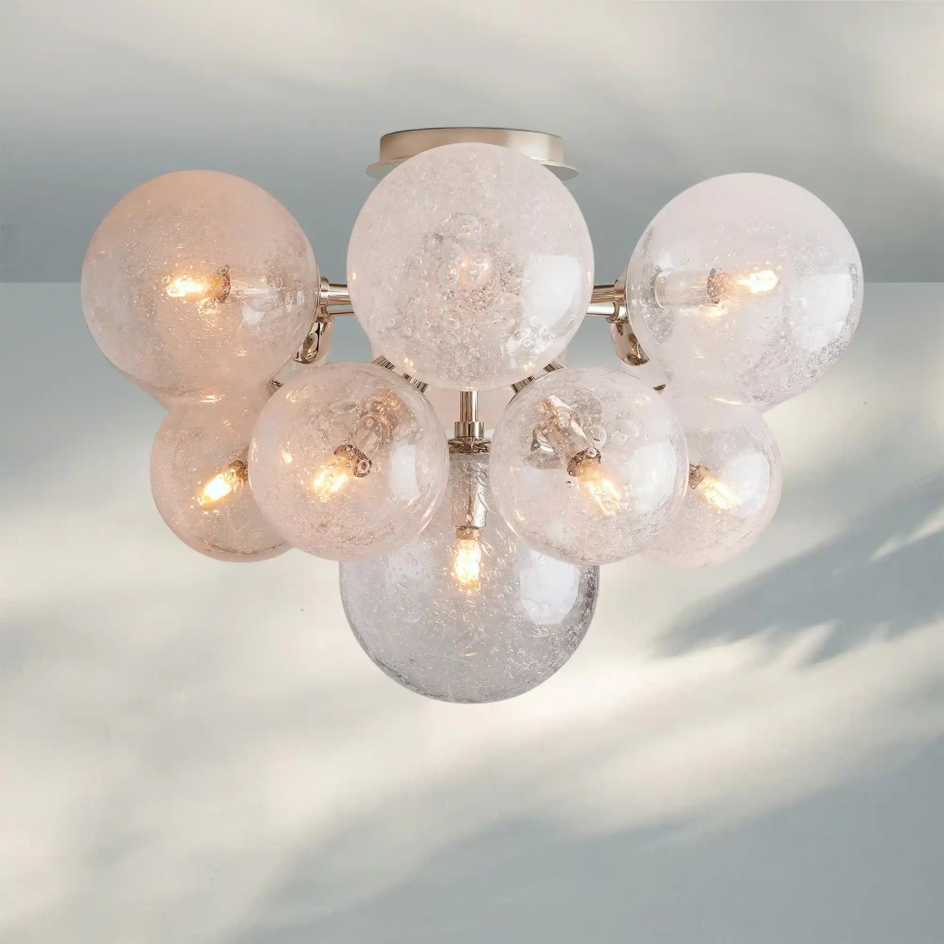 Mandoza Hand-Blown Glass Flushmount Ceiling Light with Brass Finish