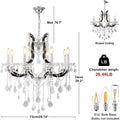 Modern Crystal Chandelier Black Candle Light Fixture for Staircase Entryway
