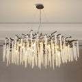 Modern Crystal Chandelier for Dining Room, Black Luxury Round Tree Branches Design