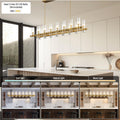 Modern Farmhouse 16-Light Brass Linear Chandelier for Kitchen Island & Dining