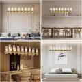 Modern Farmhouse 16-Light Brass Linear Chandelier for Kitchen Island & Dining