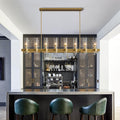 Modern Farmhouse 16-Light Brass Linear Chandelier for Kitchen Island & Dining