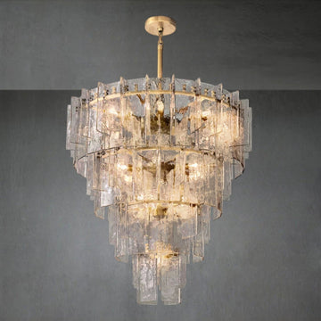 Lattce Clear Glass Tiered Round Chandelier 47"