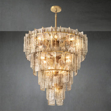 Lattce Somke Glass Tiered Round Chandelier 36"47"