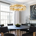 Luxurious 16-Light Brass Gold Crystal Chandelier – Modern Round 2‑Tier Design
